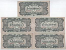 1944. 20P (5x) A Vöröshadsereg Parancsnoksága, két csoportban sorszámkövetők BX 483516 - BX 483517 és BX 483548 - BX 483550 T:I,I- Adamo P45