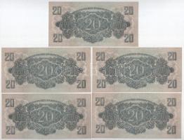 1944. 20P (5x) "A Vöröshadsereg Parancsnoksága", két csoportban sorszámkövetők "BX 48...