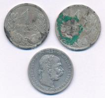 Vegyes: 1926-1927. 1P Ag (2x) + Ausztria 1894KB 1K Ag Ferenc József T3,2- patina Adamo P6, K5