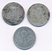 Vegyes: 1926-1927. 1P Ag (2x) + Ausztria 1894KB 1K Ag "Ferenc József" T3,2- patina Adamo P...