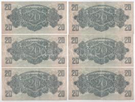 1944. 20P (6x) "A Vöröshadsereg Parancsnoksága", két csoportban sorszámkövetők "TB 12...
