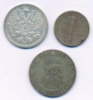 Vegyes: Orosz Birodalom 1905. 20k Ag + Amerikai Egyesült Államok 1943. 1D Ag "Mercury" + N...