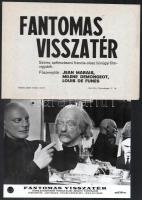 cca 1965 ,,Fantomas visszatér című francia olasz film jelenetei és szereplői (köztük Jean Marais, Milene Demongeot), 13 db vintage produkciós filmfotó, ezüst zselatinos fotópapíron, a használatból eredő (esetleges) kisebb hibákkal, + hozzáadva 1 db szöveges kisplakát, 18x24 cm vagy ehhez közeli méretben (+ - 6 mm)