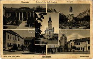 1941 Szekszárd, Megyeháza, Belvárosi római katolikus templom és iskola, Garay tér, Vasútállomás. Berger Mihály kiadása (fl)