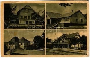 1955 Alsóörs, vasútállomás, vonat, villa. Művészeti Alkotások (fa)