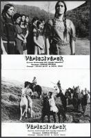 cca 1975 ,,Vértestvérek című NDK westernfilm jelenetei és szereplői (köztük Gojko Mitic, Dean Reed), 9 db vintage produkciós filmfotó, ezüst zselatinos fotópapíron, a használatból eredő (esetleges) kisebb hibákkal, 18x24 cm