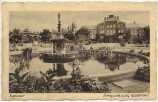 1940 Kaposvár, Horthy park a polgári fiúiskolával (ázott / wet damage)
