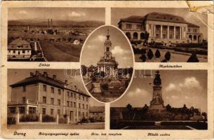 1947 Dorog, látkép, Munkásotthon, Bányaigazgatósági épület, Római katolikus templom, Hősök szobra, emlékmű (r)