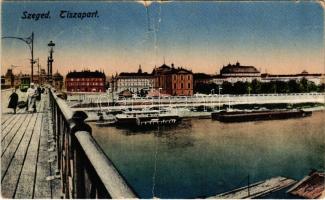 1923 Szeged, Tisza-part, híd, villamos (fa)
