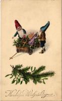 1915 Herzliche Weihnachtsgruss / Karácsonyi üdvözlet törpékkel / Christmas greeting with dwarves. H.H. i. W. Serie 1421. + K.k. Landwehrinfanterieregiment Klagenfurt No. 4. 1. Feldbataillon