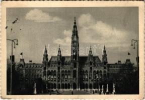 1940 Wien, Vienna, Bécs; Rathaus / town hall with Nazi swastika flags (EK)