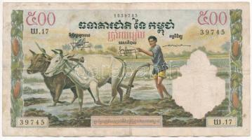 Kambodzsa 1968. 500R T:III tűly. Cambodia 1968. 500 Riels C:F pinholes Krause 14.c