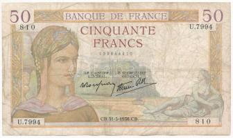Franciaország 1938. 50Fr T:III, III- France 1938. 50 Francs C:F, VG Krause 85.b