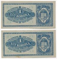 1920. 1K (2x, sorszámkövető: "aa 063 322267 - aa 063 322268") T:III szép papír Adamo K4