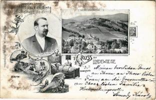 1902 Lipová-lázne, Lindewiese; Lindewiesner Curmarsch, Dursttag, Einpackung, Trinktag, Dr. Carl Schroth. A. Blazek / sanatorium, spa, dorector, music sheet, humour. Art Nouveau, floral