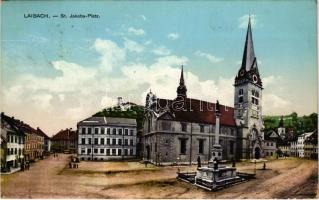 Ljubljana, Laibach; St. Jakobs Platz / square (small tear)