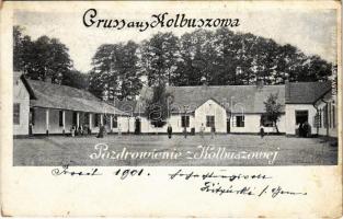 1901 Kolbuszowa, K.u.k. Kaserne / military barracks. A. Jaderny Fotogr. (worn corners)