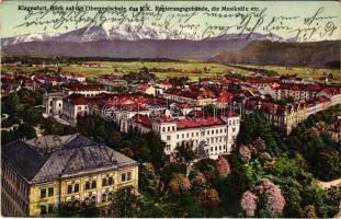 Klagenfurt am Wörthersee, Blick auf die Oberrealschule, das K.k. Regierungsgebäude, die Musiksäle etc. / school, music hall, government building (EK)