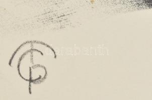 cca 2000 Molnár C. Pál után: Ásítozó hölgy. Nyomat, papír, jelzett a nyomaton, plexiüvegezett fakere...