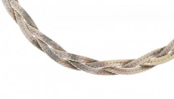 Ezüst(Ag) fonott háromszálas nyaklánc, jelzett, h: 42 cm, nettó: 7,6 g