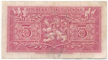 Csehszlovákia 1945. 5K három darab perforált lyukkal "ZK140457" T:III Czechoslovakia 1945....