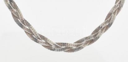 Ezüst(Ag) háromszálas fonott nyaklánc, jelzett, h: 40 cm, nettó: 8,2 g