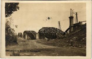 1917 Chernivtsi, Czernowitz, Cernauti, Csernyivci; Zerstörte Brücke / WWI K.u.k. military, destroyed bridge. photo