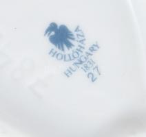 Hollóházi levél alakú tálka, matricás porcelán, jelzett, hibátlan, 13x11cm