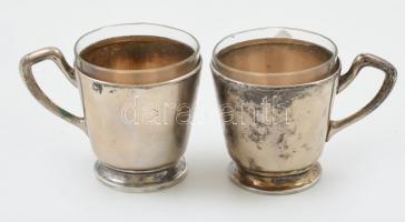 2db ezüst (Ag) csésze, üveg betéttel nettó 114 g