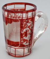 Ellőpatak - fürdőpohár XIX. sz . Metszett, több rétegű üveg. Jó állapotban, minimális csorbával 10 c...