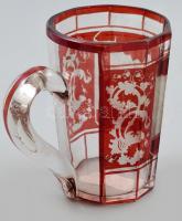 Ellőpatak - fürdőpohár XIX. sz . Metszett, több rétegű üveg. Jó állapotban, minimális csorbával 10 c...