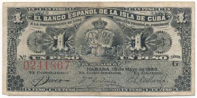 Kuba / Spanyol adminisztráció 1896. 1P G 0241867 T:III folt Cuba / Spanish administration 1896. 1 Peso G 0241867 C:F spot Krause P#47
