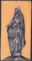 Jelzés nélkül, feltehetően Galambos Margit grafikája: Madonna, 1925-35 körül. Tempera, ceruza, papír. Lap széle kissé sérült. 32,5x16,5 cm