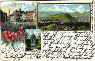 1899 (Vorläufer) Graz (Steiermark), Hauptplatz, Wetterhäuschen. Art Nouveau, floral, litho (EM)