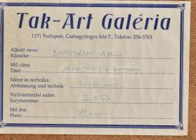 Bubelényi László (1953-): Naplemente a tóparton. Olaj, farost, jelzett, hátoldalán címkén feliratozo...