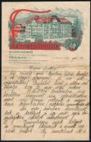 1916 Trencsénteplici gyógyfürdő fejléces levélpapírjára írt levél
