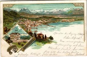 1898 (Vorläufer) Bregenz, Pfänderspitze mit Hotel Pfänder / mountain peak, hotel. C. Jurischek Kunstverlag Art Nouveau, floral, litho (EK)