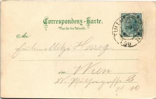 Herzogenburg, Neues Rathaus, Kellerstübel Terrasse. Regel & Krug Art Nouveau, floral, litho (fa)