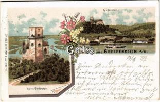 1897 (Vorläufer!) Sankt Andrä-Wördern, Gruss aus Greifenstein. Ruine Greifenstein. Schneider & Lux Art Nouveau, floral, litho (EK)