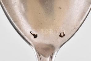 Ezüst (Ag) köretes nagy kanál. Jelzett Polgár Kálmán ezüstgyára, Dianás jelzéssel. 25,5 cm 120 g