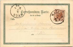 1897 (Vorläufer!) Hallein, general view. Art Nouveau, floral, litho (EB)