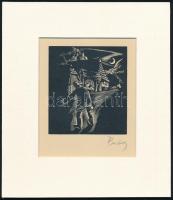 Buday György (1907-1990): Éjszaka az utcán, fametszet, utólagos jelzéssel, paszpartuban 9,5×9 cm