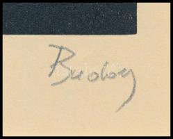 Buday György (1907-1990): Éjszaka az utcán, fametszet, utólagos jelzéssel, paszpartuban 9,5×9 cm