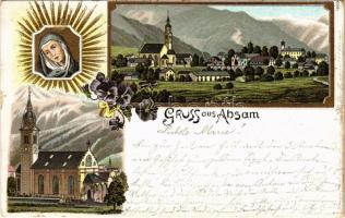 1900 Absam (Tirol), pilgrimage church. Art Nouveau, floral, litho (small tear)