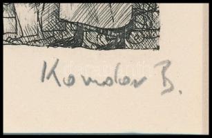 Kondor Béla (1931-1972): Kocsmában. Rézkarc, papír, utólagos jelzéssel, paszpartuban, 11×8 cm