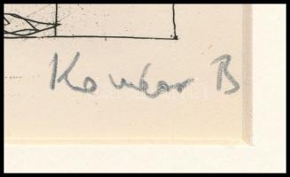 Kondor Béla (1931-1972): Támadás. Rézkarc, papír, utólagos jelzéssel, paszpartuban, 11×8 cm