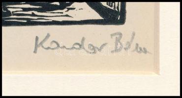Kondor Béla (1931-1972): Áldás. Fametszet, papír, utólagos jelzéssel, paszpartuban, 13,5×10,5 cm