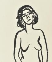 Vaszary János (1867-1939): Akt, nyomat, papír, jelzett a nyomaton, paszpartuban, 40×28 cm