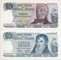 Argentína ~1970-1980. 5P (2xklf) + 50P + 5000P T:I-II Argentina ~1970-1980. 5 Pesos (2xdiff) + 50 Pesos + 5000 Pesos C:UNC-XF