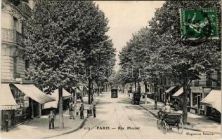 1905 Paris, Rue Mozart / street view, tram, shops (EK)